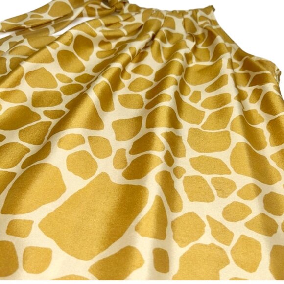 J.Crew Silk Halter Top 6 Yellow Giraffe Print Bow Back Sleeveless Blouse - Picture 8 of 12